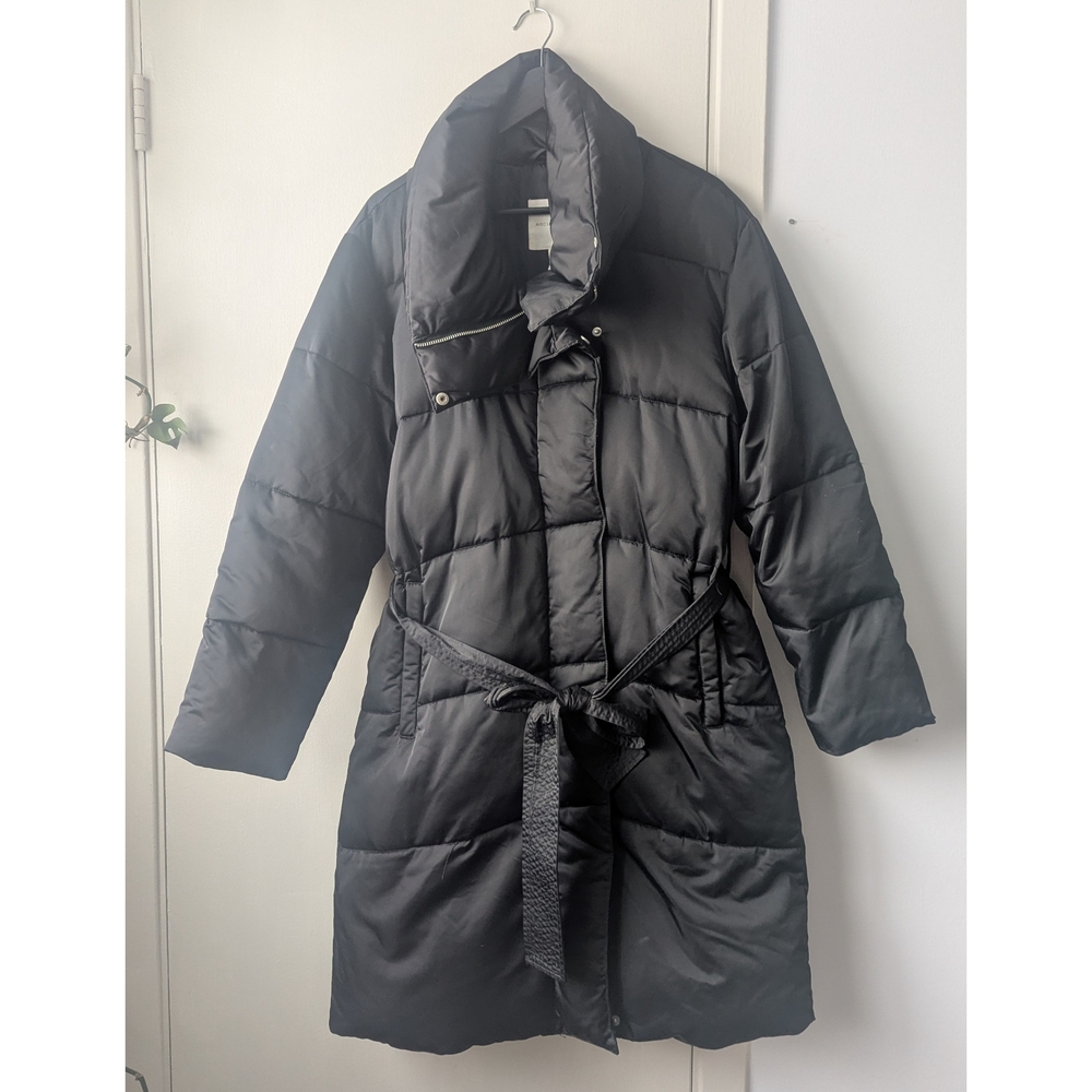 Avec Les Filles Black Belted Puffer Coat